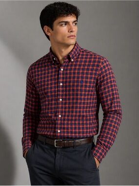 Polo Ralph Lauren Orange and Blue Gingham Plaid Button Down Shirt size L